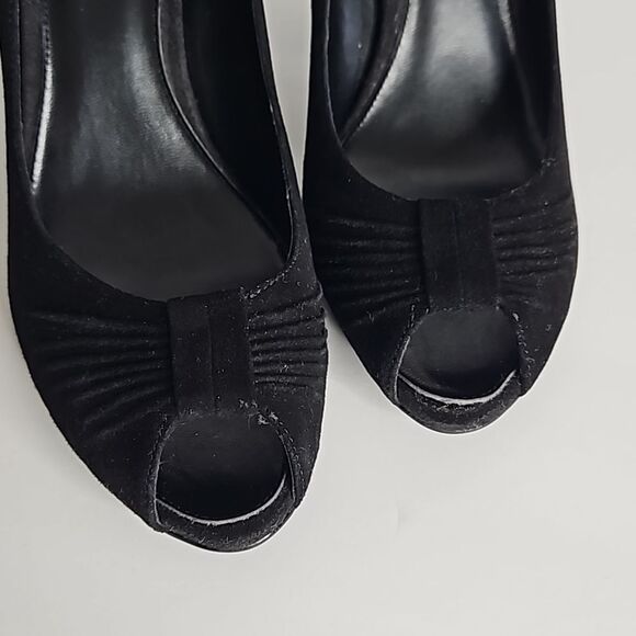 Nickles Soft Leather Black Upper Pump Peeptoe Shoes Size 9M - Picture 5 of 14